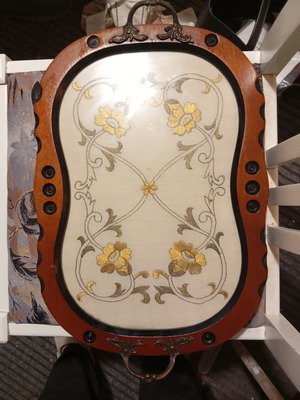 Wooden tray with embroidery used