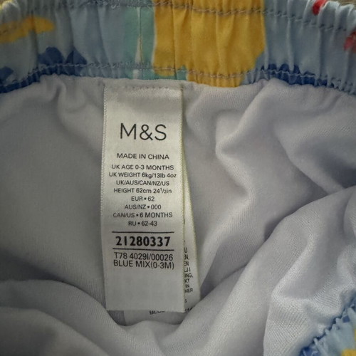 Marks and Spencer baby boy swimsuit, 0-3 months, 6kg, 62cm