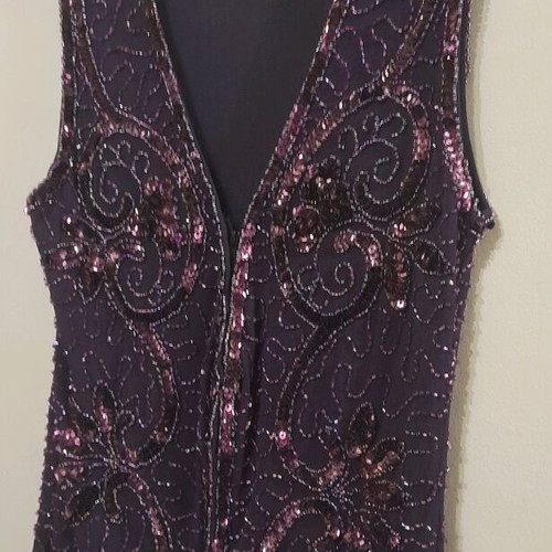 Cinema Elastic Embroidered Top With Sequins Like New One Size