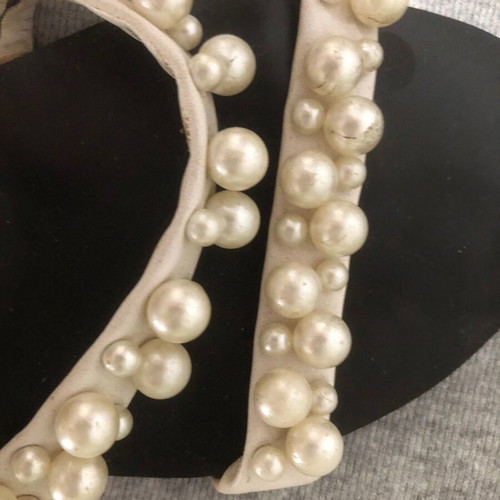 Pearl sandals size 38, black sole