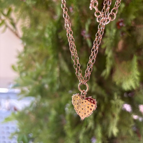 Folli Follie heart necklace with double chain in rose gold, like new