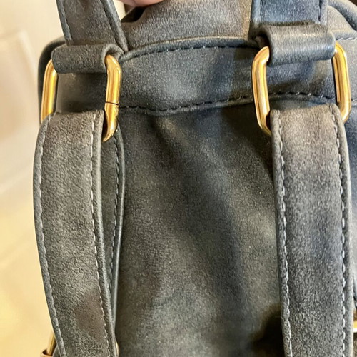 Mini backpack dark green petrol used, washed leather