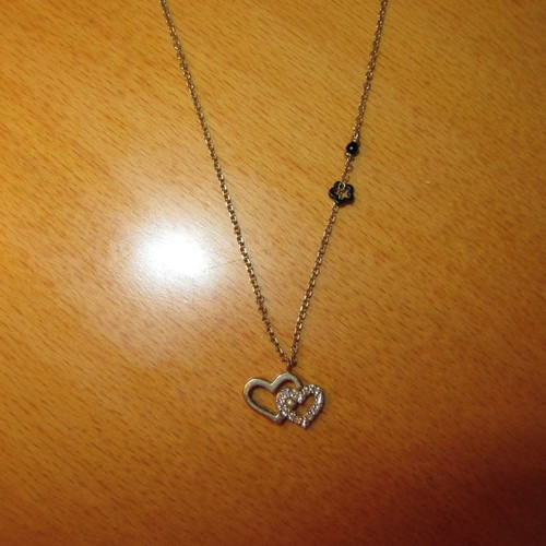 Silver necklace hearts 925 with zirconia new