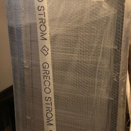 Grecostrom sofa bed like new, handmade, light gray alcantara fabric