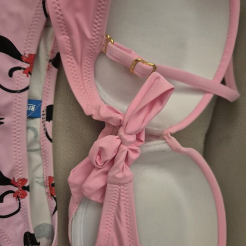 Swimsuit set new with cat print, size M, pink and black