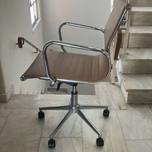 Office chair used, metal and leather