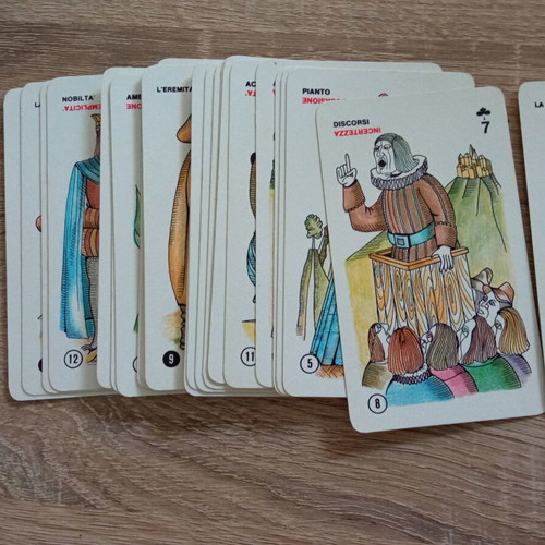 Vintage Taro Tarocco Indovino Dal Negro card deck used, 80 cards