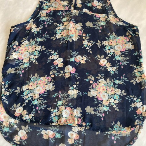 Pink Woman top multicolored, transparent, asymmetric, size M like new