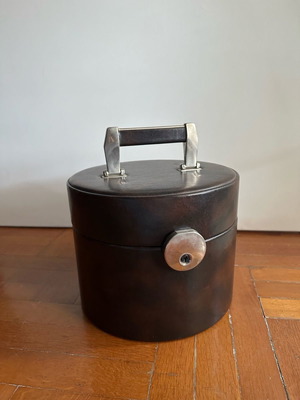 Vintage βαλιτσάκι καλλυντικών στρογγυλό 1960-1970