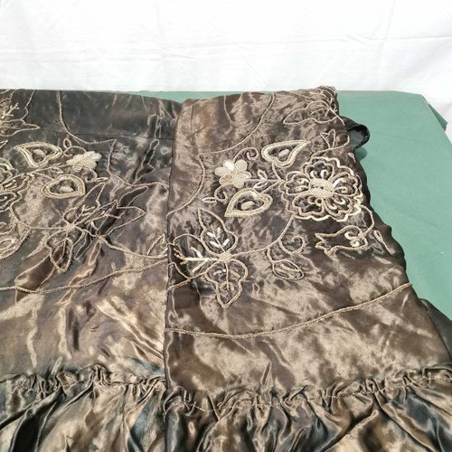 Bedspread for double bed used, black with silver embroidery from 1900