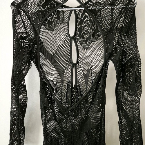 Shein lace mesh bodysuit new, red, size L