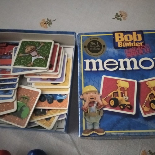 Bob the Builder game with kids tools and memory game used