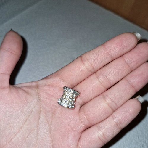 Fwo bead for necklace silver with rhinestones new