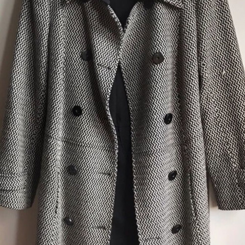 Lucifair women's coat used, 50% wool, black-white, XXL 44 16