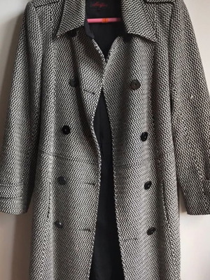 Lucifair women's coat used, 50% wool, black-white, XXL 44 16