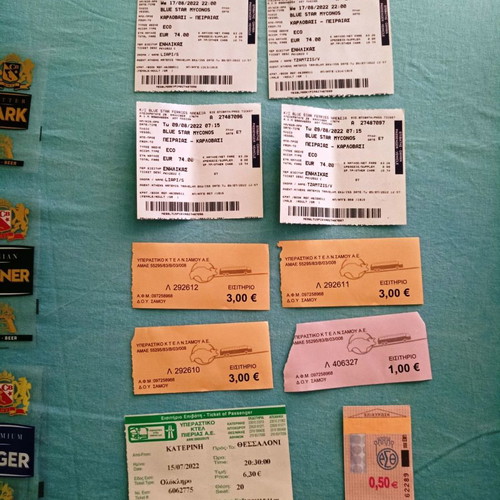 Transport tickets used, pack with Blue Star, KTEL, OASTH, ANEK Lines