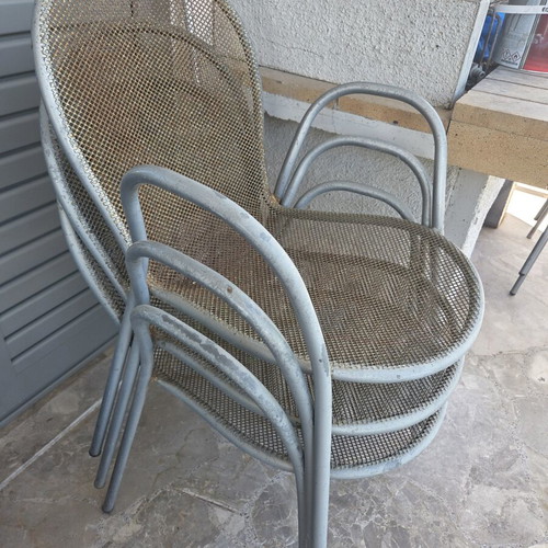 Garden chairs used, set of 4, iron construction