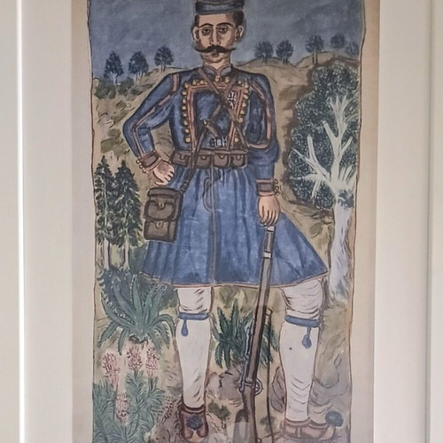 Painting reproduction of Pavlos Melas by Theofilos Chatzimichail new, framed white