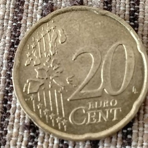 Rare 2002 Italy 20 Euro Cent Coin with Double Mint Error