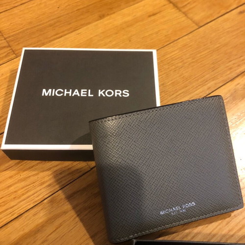 Michael Kors men's leather wallet gray new