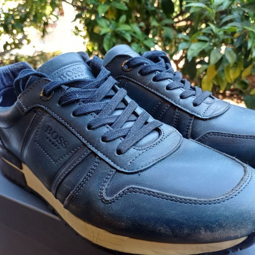 Boss casual shoes size 42 used, white and blue