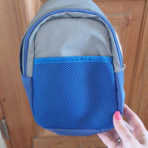 Flying Tiger fabric kids shoulder bag like new, gray and blue