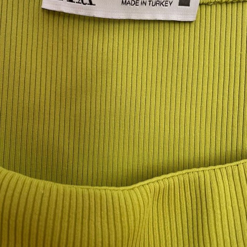 Zara top with thin straps and embossed rib, lime color, like new