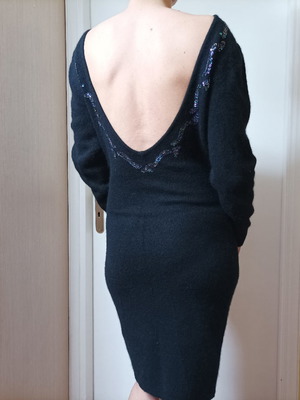 Nidodileda backless wool knit dress used, black