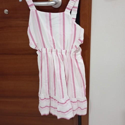 Mayoral girls' dress with side cutouts, white and pink, size 140 cm