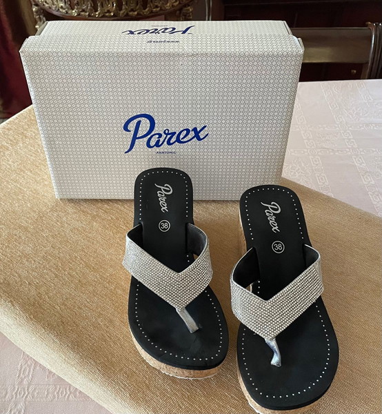 Parex Ανατομικές καινούριες σαγιονάρες  πλατφόρμες με στρας 38