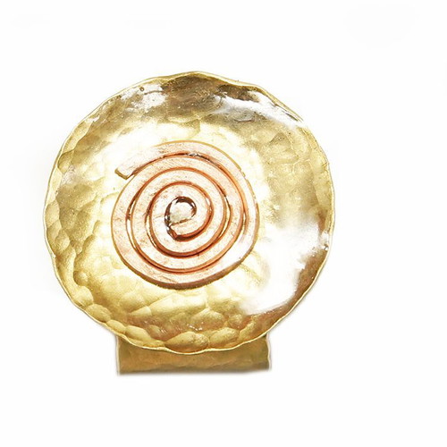 Brass ring handmade with spiral and liquid glass new