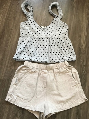 Linen set with Oysho shorts and Pigalle top size S new