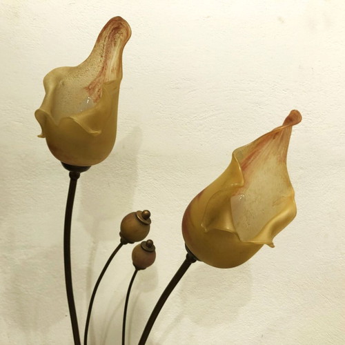 Floor lamp bronze with blown glass, like new