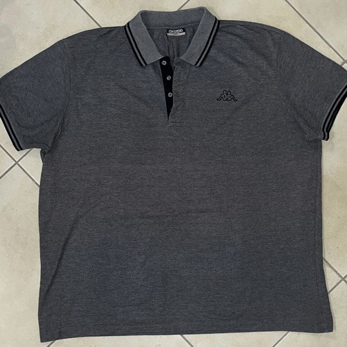 Kappa Men Polo Shirt, Grey, Contrast Trim, Size 4XL