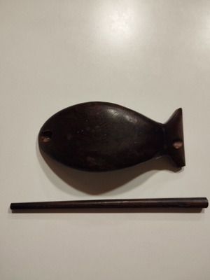 Vintage handmade wooden hair barrette used