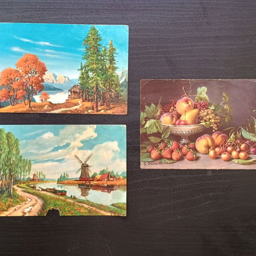 Set of 3 old postcard images