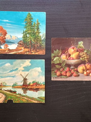 Set of 3 old postcard images