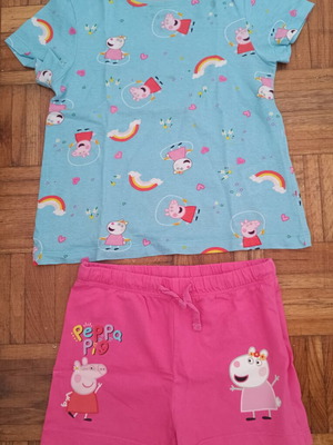 Peppa Pig set with pink shorts and blue t-shirt, 4-6 years
