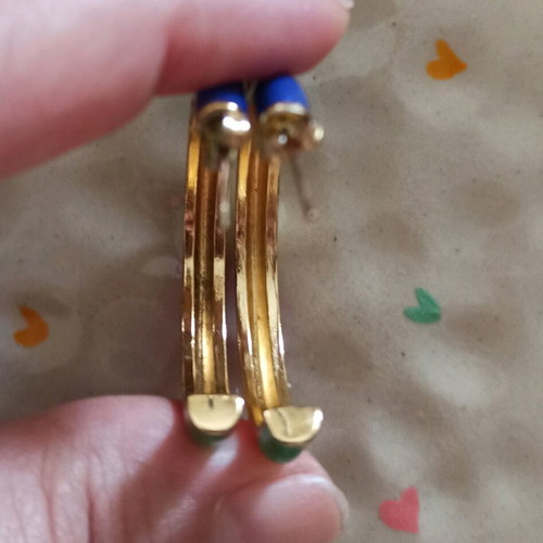 Striped multicolor hoop earrings made of steel like new