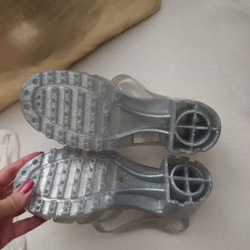 Jellies silver platform sandals new, size 38-38.5