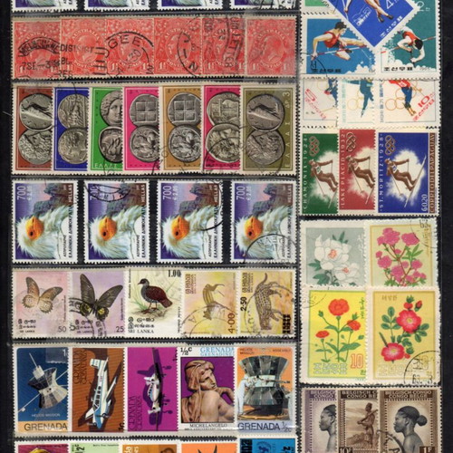 Stamps small collection Greece, Australia, Ceylon, Grenada, N. Korea, Belgian Congo