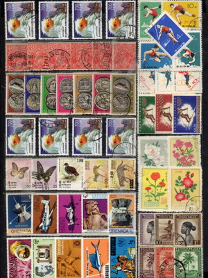 Stamps small collection Greece, Australia, Ceylon, Grenada, N. Korea, Belgian Congo