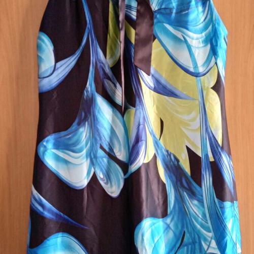 Satin floral sleeveless dress in alpha line like new