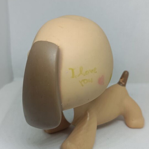 Littlest Pet Shop Jumbo Beige Dachshund figure used, Hasbro