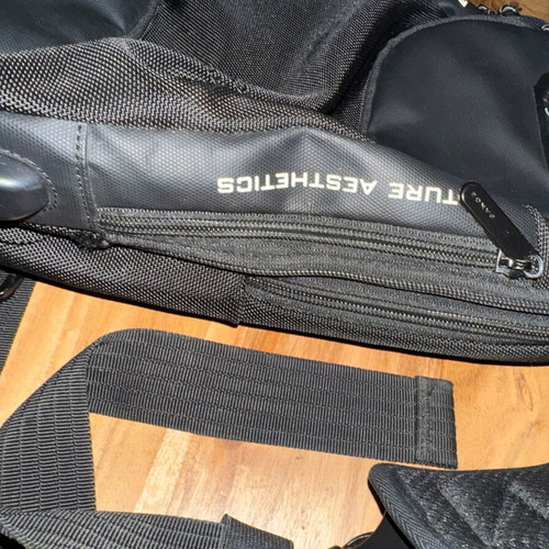 Bange bag used, black crossbody chest-shoulder bag with wear