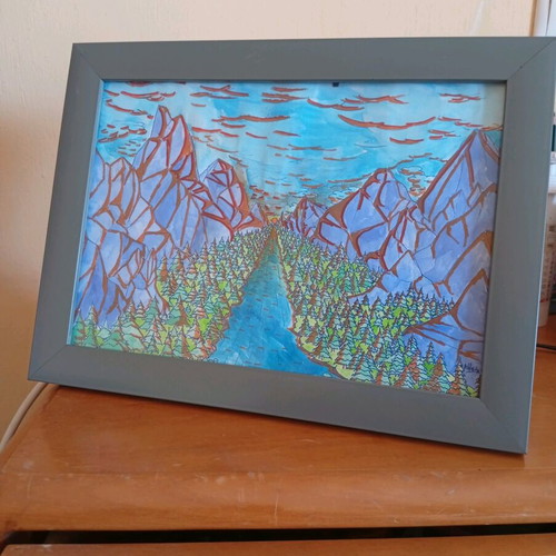 OG Watercolor Acrylic Painting Lost in the Forest New with Frame
