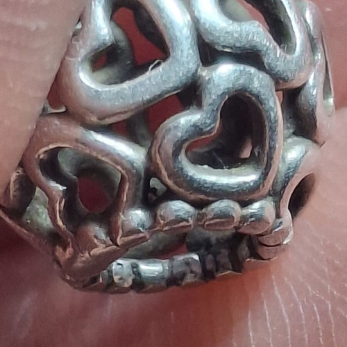Pandora charm with hearts, silver