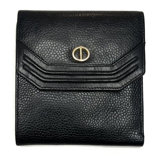 Christian Dior vintage mini leather flap wallet used, black