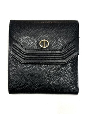 Christian Dior vintage mini δερμάτινο πορτοφόλι με καπάκι μεταχειρισμένο, μαύρο