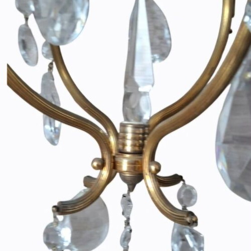 French brass chandelier used with crystals